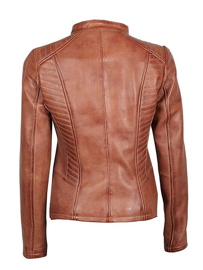 Women’s Brown Fitted Leather Jacket