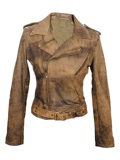 Women’s Distressed Brown Leather Jacket