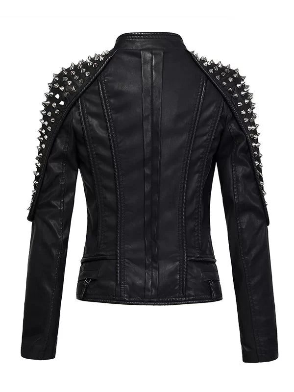 Women’s Punk Stylish Studded Leather Jacket