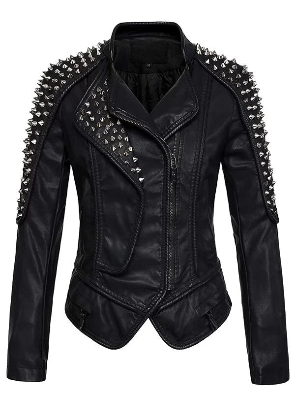 Women’s Punk Stylish Studded Leather Jacket