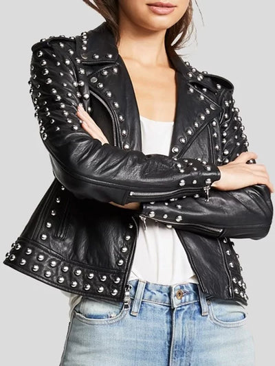 Womens Black Studded Leather Jacket