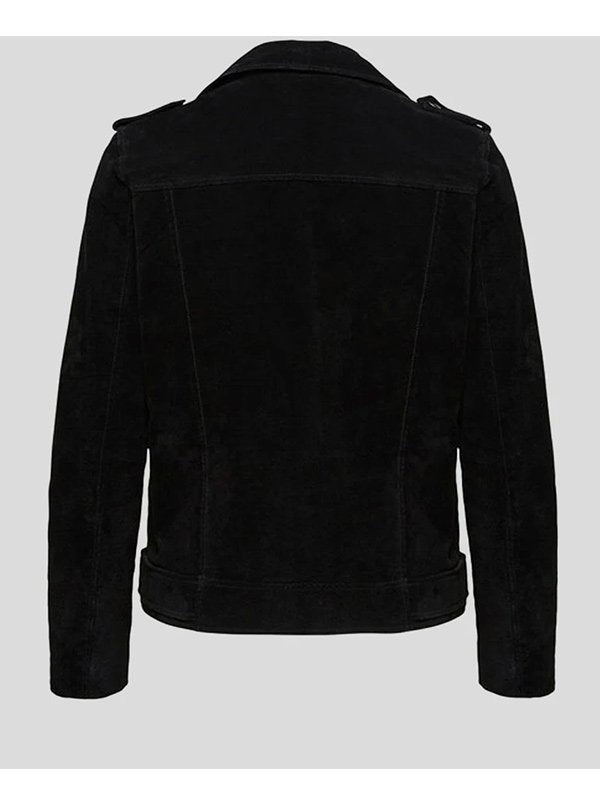 Womens Black Suede Biker Jacket