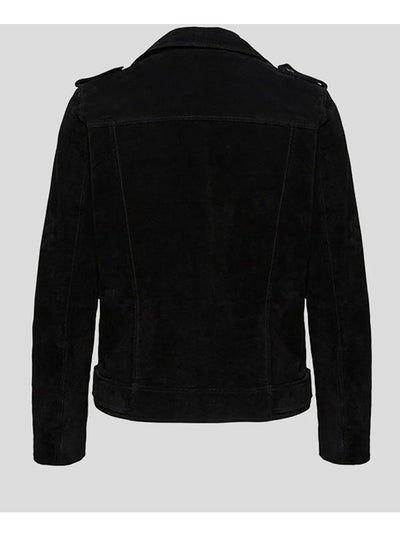 Womens Black Suede Biker Jacket