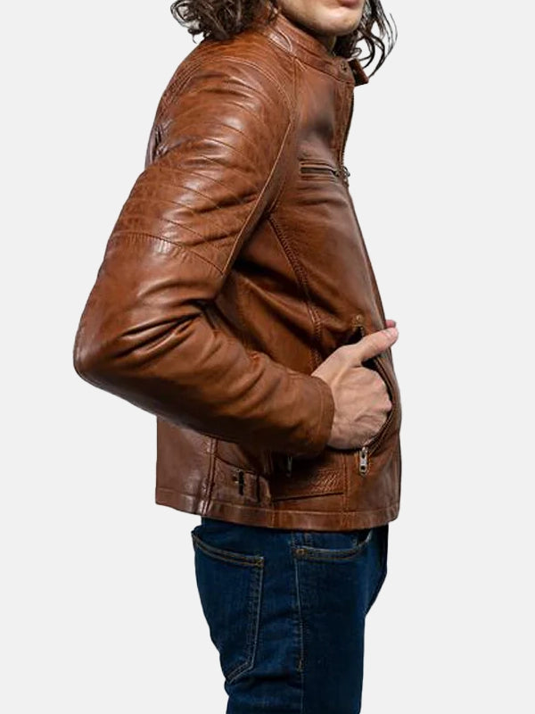 Zack Men’s Brown Biker Leather Jacket